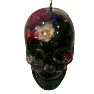 Resin Flower Skull with Hook for Keychain or Jewelry Making